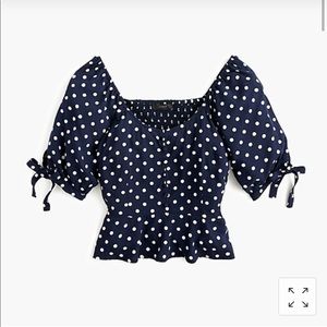 J. Crew Cropped polka dot top in soft rayon